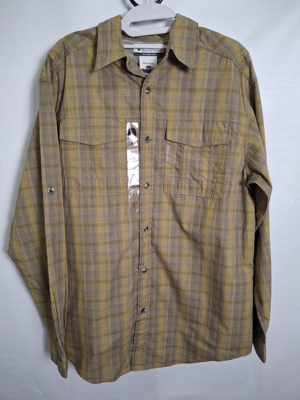 Columbia Men's Yellow Plaid Long-Sleeve Button-Down Shirt